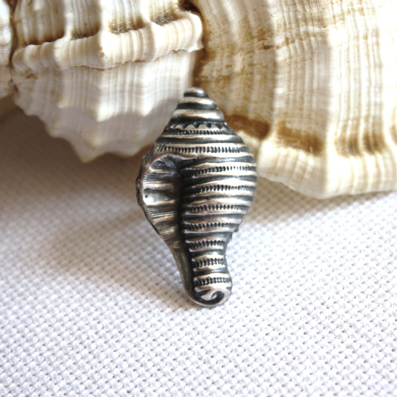 Shell Ring, Sea Shell Ring, Silver Plated Adjustable Ring, Nautical