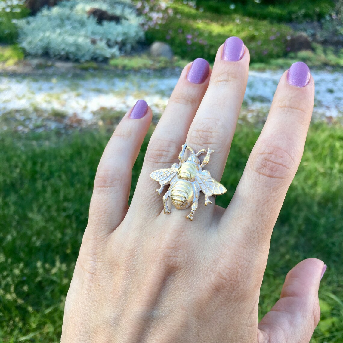 Bee Ring Bumble Bee Ring Bumblebee Ring Honey Bee Ring Etsy UK