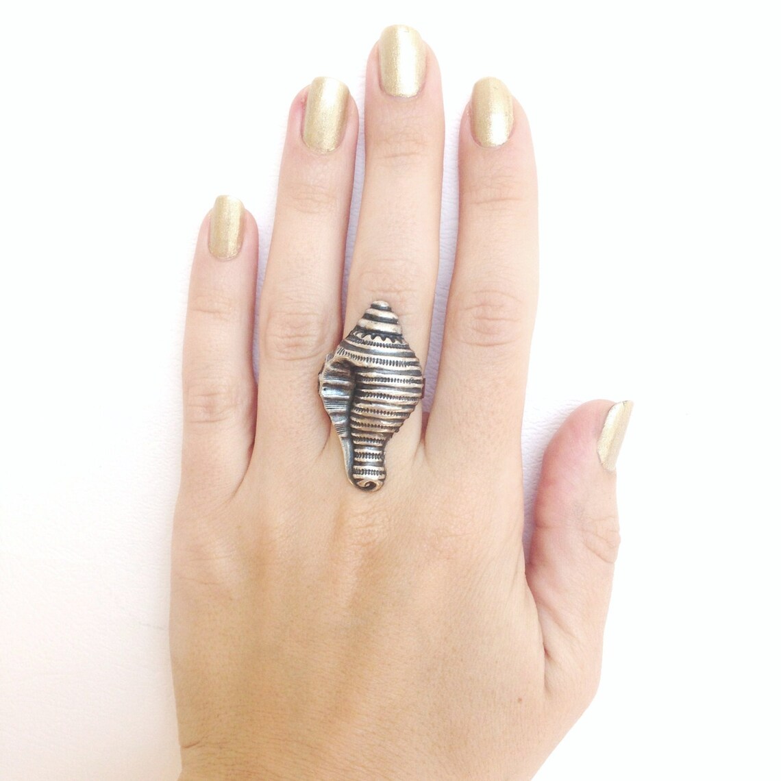 Shell Ring, Sea Shell Ring, Silver Plated Adjustable Ring, Nautical