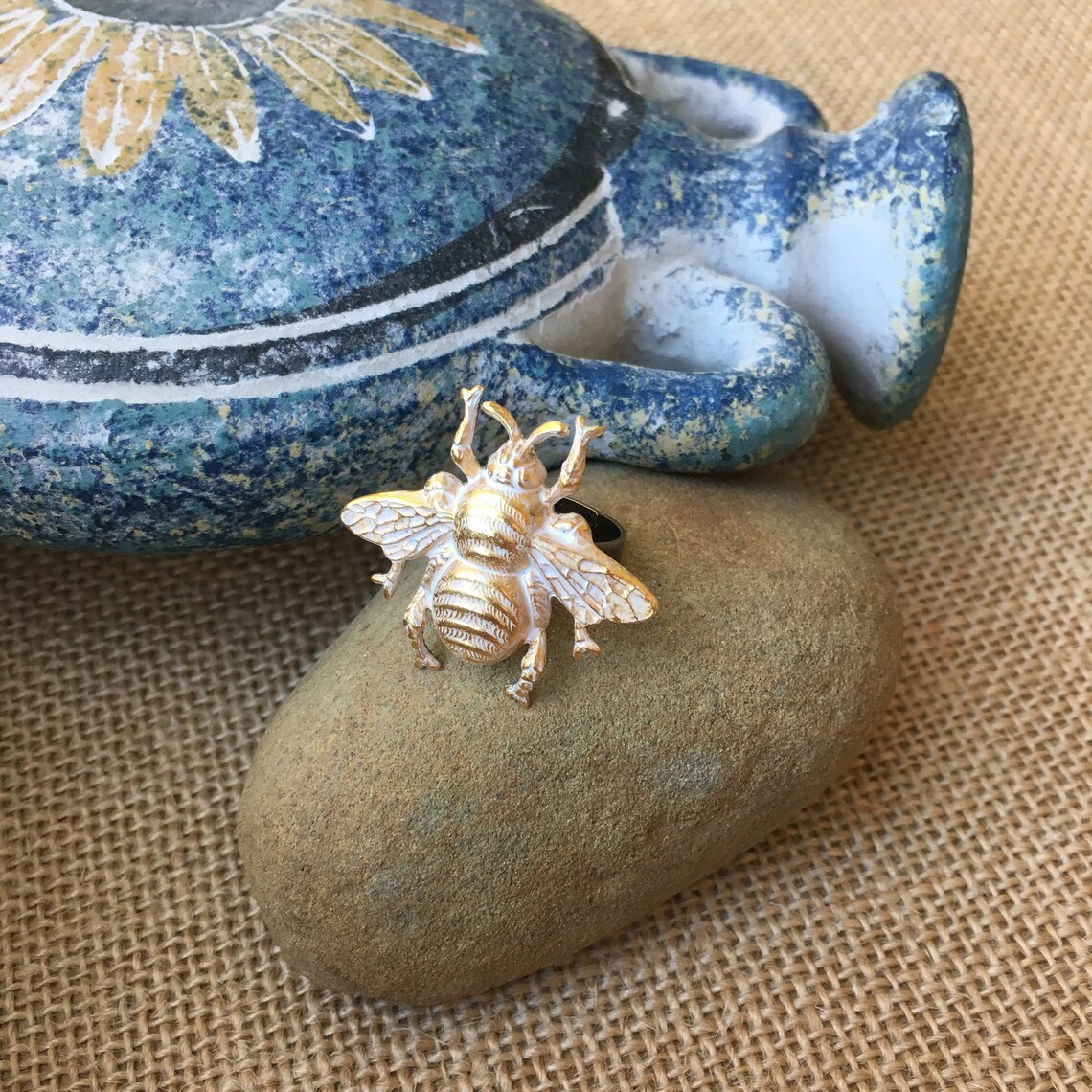 Bee Ring Bumble Bee Ring Bumblebee Ring Honey Bee Ring Etsy