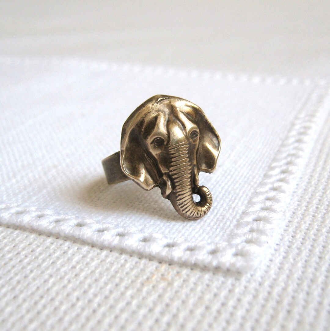 Elephant Ring Antique Brass or Silver Adjustable Jewelry - Etsy