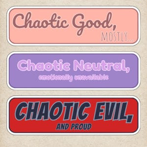 Chaotic Alignment Stickers – Funny Dungeons & Dragons Vinyl Decal for Laptops, Journals, Water bottles