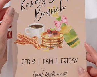 Birthday Brunch Invitation | Woman’s Birthday Party | Editable Canva Template | Pink Brunch Invite | Digital Download