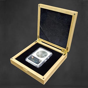 Handcrafted Wooden Coin Display Box, Custom Coin Case for Graded Slab, Premium Walnut Wood