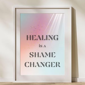 Healing Is a Shamechanger Wall Art | Therapy Office Decor | Mental Health Quote Print | Psychotherapist Gift | Inspirational Poster | 90s