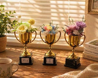 Eternal Flower Trophy Gift, Preserved Rose Bouquet, Special Gift for Mom, Teacher, Graduation or Birthday, Unique Floral Keepsake