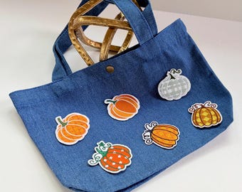 Pumpkin Embroidered Iron-On Patch – Fall