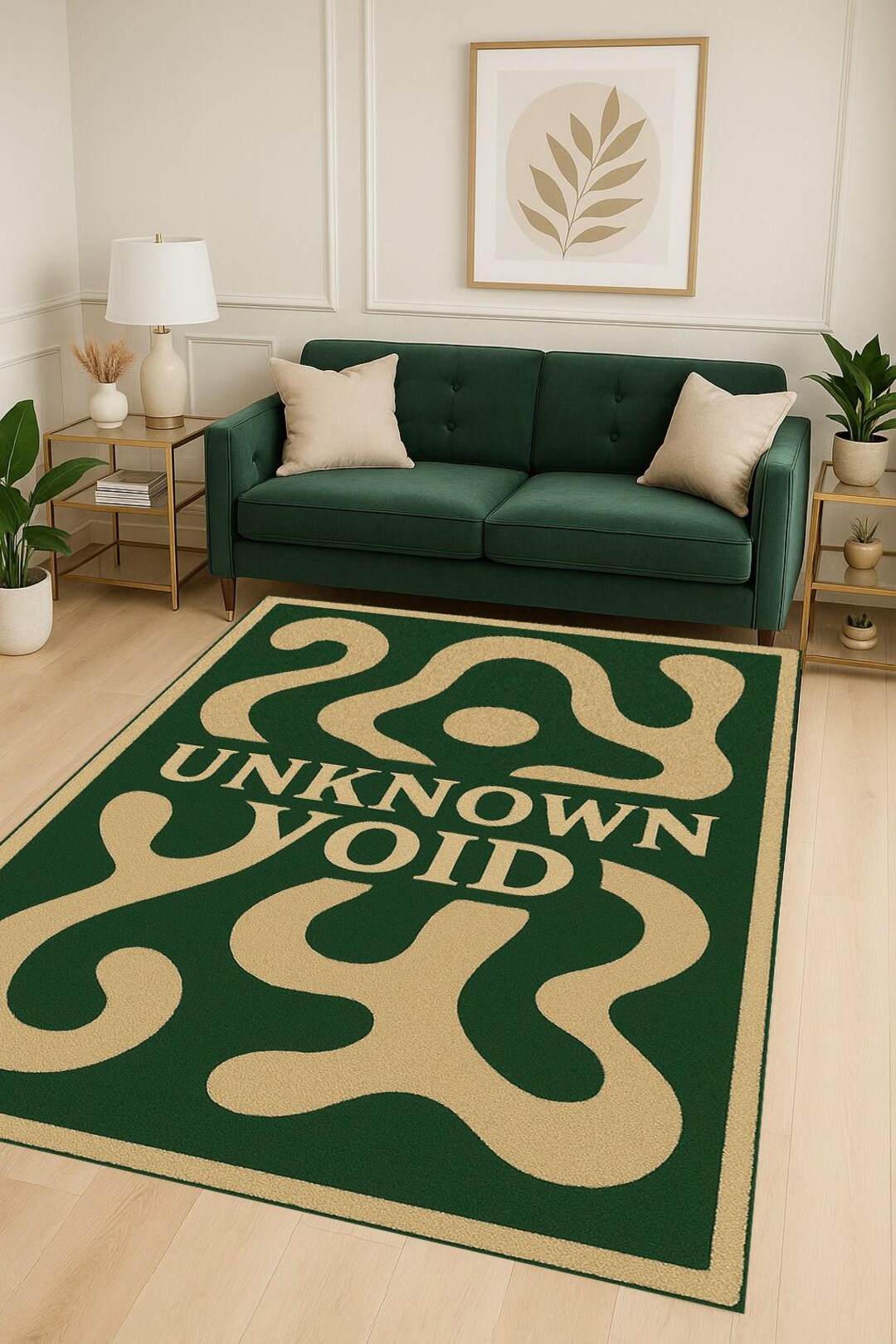 Abstract Green Void Rug: Modern Art Inspired Polyester Carpet - Etsy