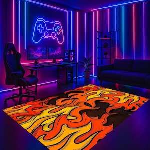 Flame Rug,Fire Carpet,Gaming Rug,Teen Room Rug,Hot Flame Rug,Gamer Room Rug,Gamer Decor,Popular Rug,Non Slip Rug,Soft Rug,Kids Room Rug