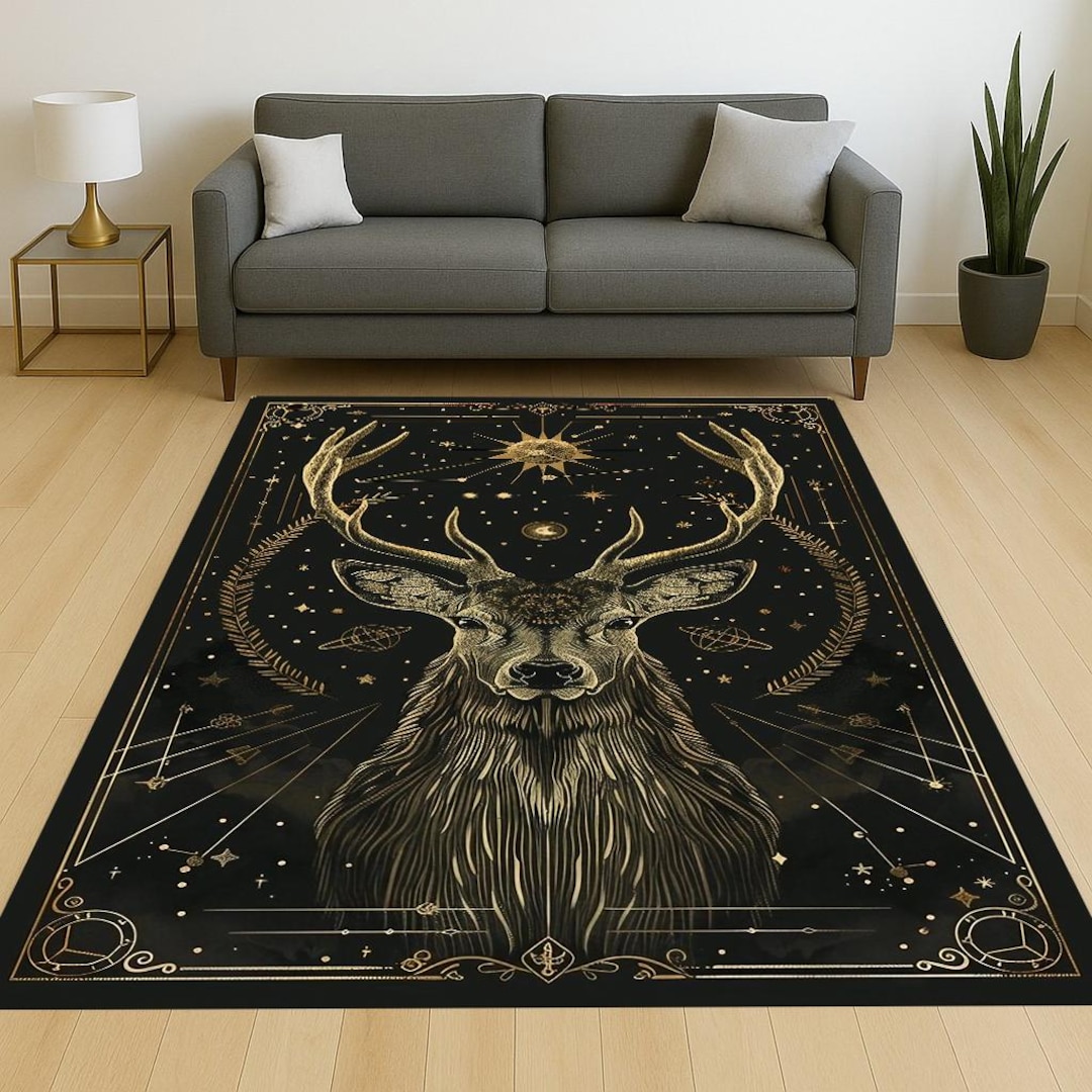 Mystical Stag Head Rug: Gothic Boho Living Room Decor - Etsy