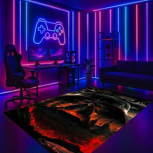 Gamer Room Rug,Starwars Rug,Sci Fi Rug,Gamer Carpet,Video Game Decor,Gamer Mat,Fire Battle Rug,Custom Game Rug,Gamer Gift,Personalized Rug