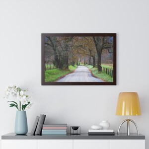 Cades Cove Road framed poster, Great Smoky Mountains wall art, National Park print, Cades Cove landscape decor, Travel photography gift