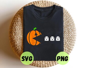 Halloween Gamer SVG PNG, Pumpkin Gaming Ghost Costume Design, Funny Video Game Boys Kids Digital Download