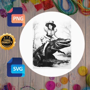 Girl Riding Alligator PNG SVG: Funny Florida Meme Clipart (Digital Download