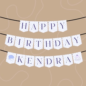 Happy Birthday Name Banner Printable | Custom Birthday Party Decor | Dessert Theme Banner | DIY Print at Home Digital Download | LPC001
