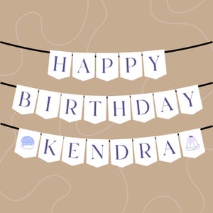 Happy Birthday Name Banner Printable | Custom Birthday Party Decor | Dessert Theme Banner | DIY Print at Home Digital Download | LPC001