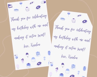 Birthday Party Favor Tags: Dessert Theme, Printable Thank You (Digital Download) LPC001