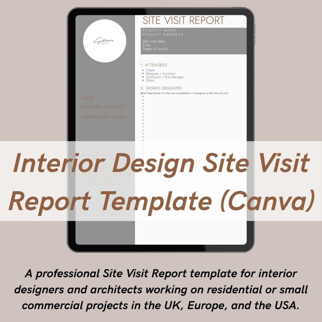Interior Design Site Visit Report Template (canva) - Etsy