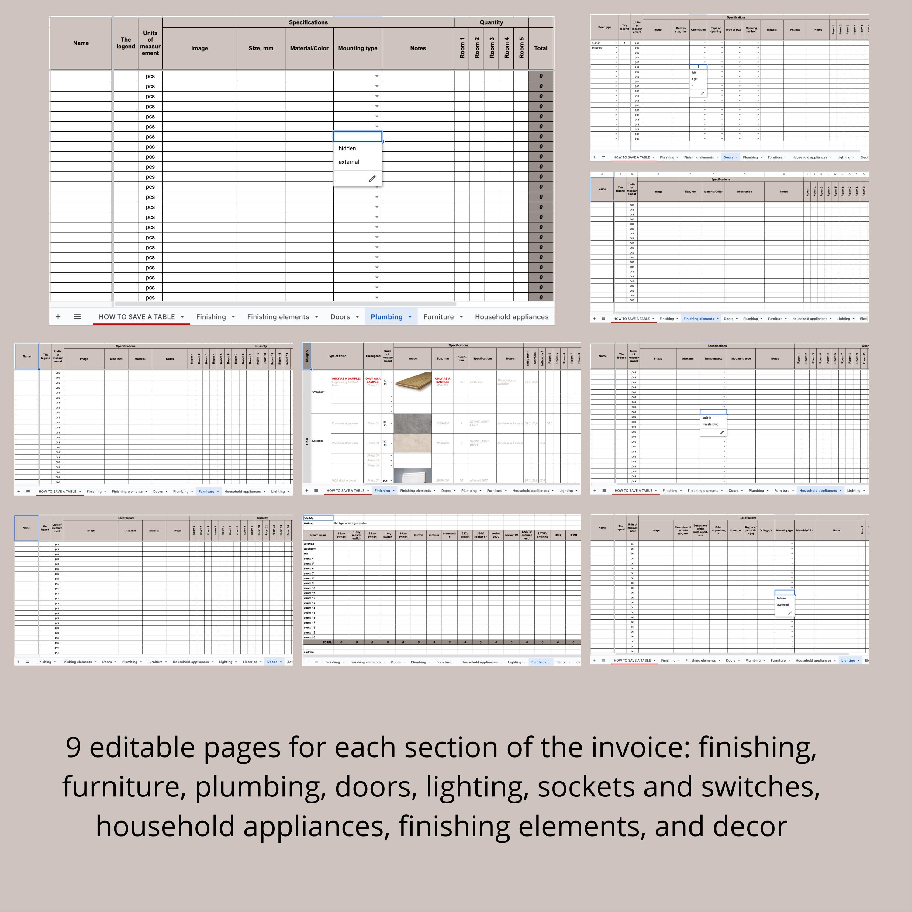 Project FF&E + Finishes Spec Sheet | Interior Design Procurement ...