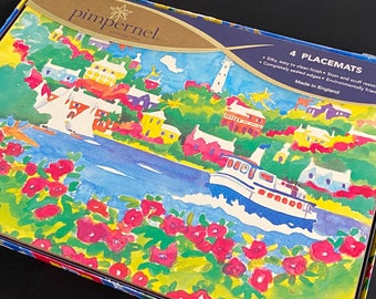 Boxed Set Pimpernel Placemats, Cork Backs with Art Prints, Indoors/Outdoors Placemats 12X16"