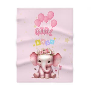 Manta polar rosa bebé: decoración infantil con elefantes