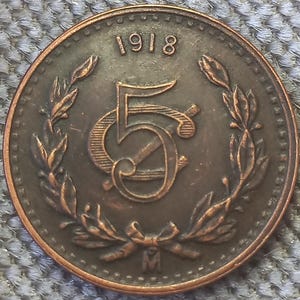 Coin 5 centavos 1918 Mexico