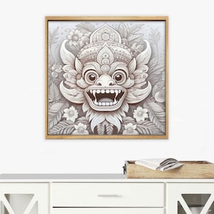 Balinese Barong Mask Framed Canvas Print
