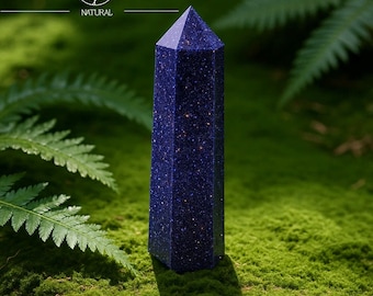 Blue Goldstone Tower Point, Sparkly Crystal Obelisk, Throat Chakra Gemstone