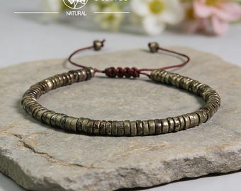 Natural Pyrite Bracelet, Stone of Abundance, Dainty Stacking Jewelry