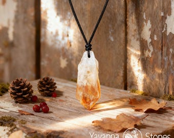 Raw Citrine Pendant Necklace, Natural Gemstone, November Birthstone