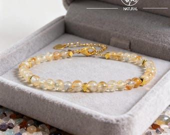 Sierlijke armband citrien, natuurlijke gele edelsteen, geboortesteen november