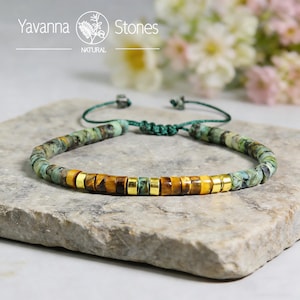 Morse Code Bracelet, African Turquoise & Tiger's Eye, “LET THEM”