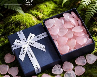 Mini Rose Quartz Crystal Hearts – Polished Gemstone Healing Stones (Set of 20-50)