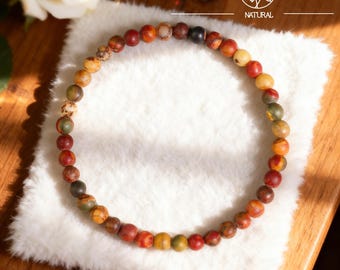 Red Creek Jasper Stretch Bracelet, 4mm Gemstone Jewelry