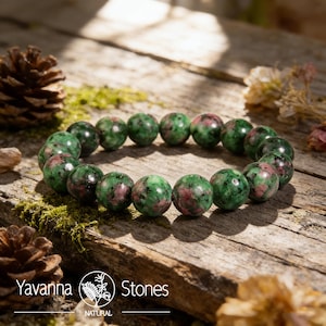 Ruby Zoisite Bracelet: 8mm Anyolite Gemstone Stretch Jewelry