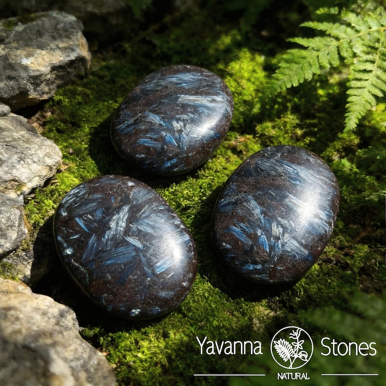 Arfvedsonite Palm Stone: Polished Crystal Worry Stone, Firework Gemstone image 5