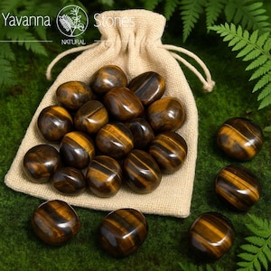 Tiger&#39;s Eye Tumbled Stone, Yellow Tiger Eye Crystal, Polished Crystal Pocket Worry Stone, Mineral Specimen, Stone of Courage, Healing Stones