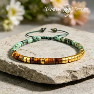 Morse-Code Afrikanischer Türkis Tigerauge Armband - 'YOU GOT this' Nachricht - Heilender Kristall Herrenschmuck