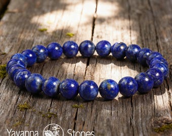 Lapis Lazuli Beaded Bracelet: 8mm Gemstone, Third-Eye Chakra