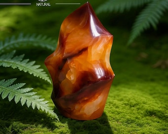Carnelian Flame Tower, Polished Agate Crystal, Home Decor