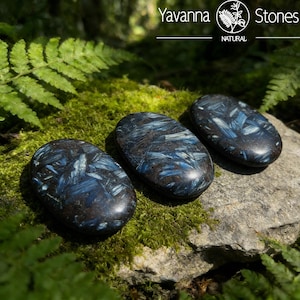 Arfvedsonite Palm Stone: Polished Crystal Worry Stone, Firework Gemstone image 3