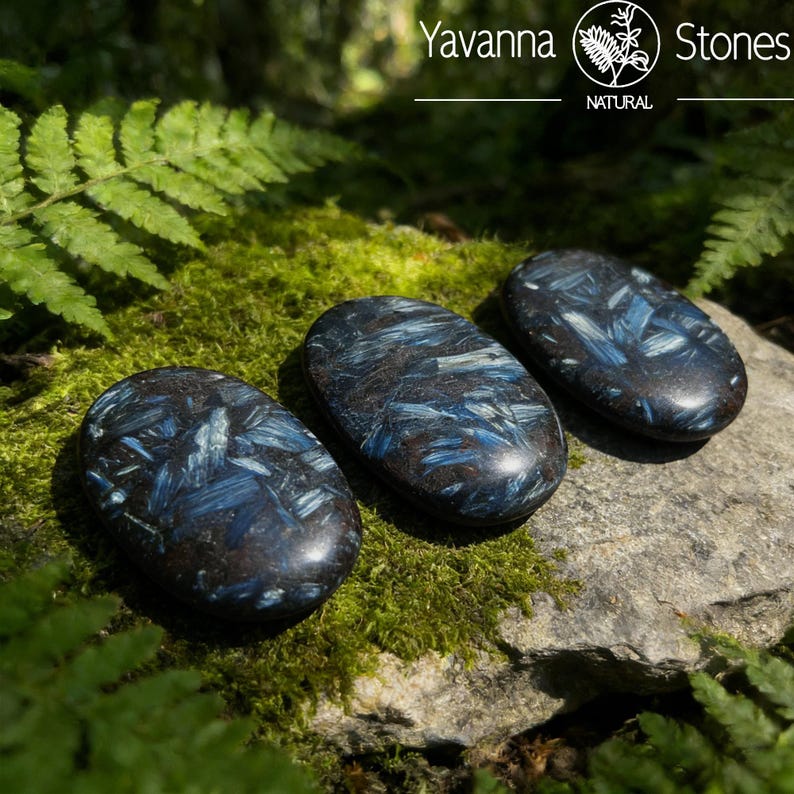 Arfvedsonite Palm Stone: Polished Crystal Worry Stone, Firework Gemstone image 3