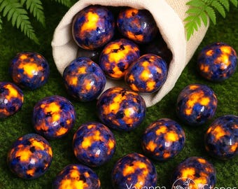 2Pcs Polished Yooperlite Tumbled Stones, UV Reactive Flame Stone