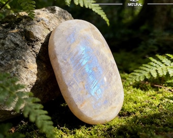 High Flash Moonstone Palm Stone, Natural Crystal Worry Stone