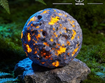 Cristal de Yooperlita Luna: Roca de Fuego de Sodalita Reactiva a los Rayos UV, Decoración Curativa