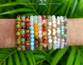 Zodiac Crystal Stretch Bracelet, Natural Gemstone, Birthstone Jewelry