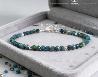Moss Agate Beaded Bracelet, Dainty Gemstone, Minimalist Women's Jewelry