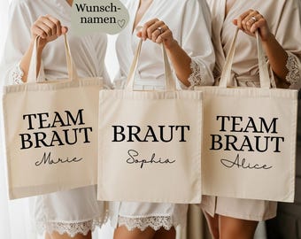 JGA Frauen Tasche, Junggesellenabschied Frau Beutel, Braut Jutetasche, Jungesellinnenabschied Deko, Accessoires JGA, Bride to be, Team Bride
