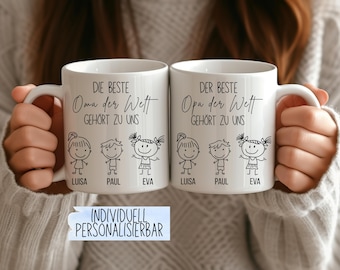 Oma Tasse, Opa Tasse, personalisiertes Geschenk Oma und Opa, Geschenk Enkelkinder, Kaffeebecher individuell, Geburtstag, Weihnachten,Keramik