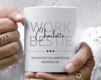 Work Bestie Tasse, personalisierte Tasse Kollegin, Geschenkideen Arbeitskollegin, personalisiertes Geschenk Bestie, Büro, Geburtstaggeschenk